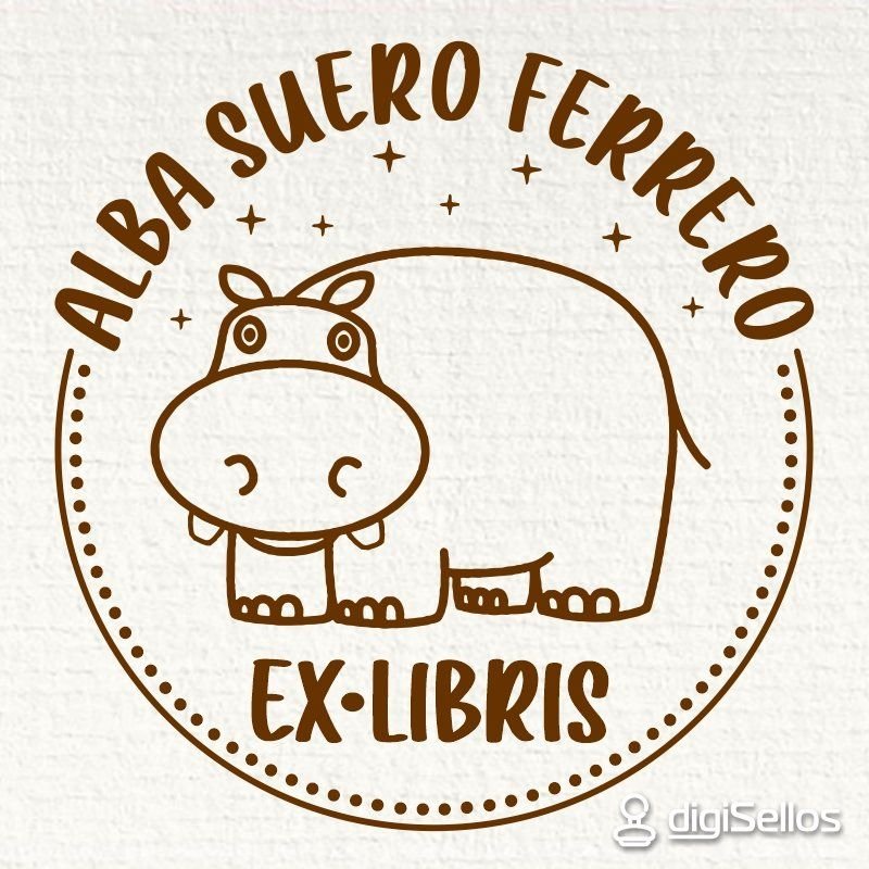 Sello ex libris hipopótamo