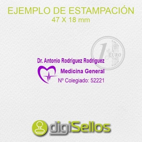 Carimbo médico com número de inscrição na ordem e logótipo