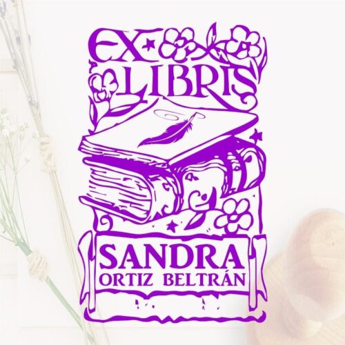 selo-ex-libris-livro-com-flores Sello ex libris livro com flores