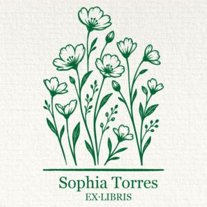 Sello ex libris amapolas